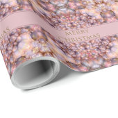 Papier Cadeau Ornements de Noël roses Rosy (Coin rond)