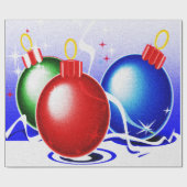 Papier Cadeau Ornements de Noël & Ruban - (Plat)