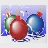 Papier Cadeau Ornements de Noël & Ruban - (Plat)