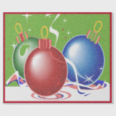 Papier Cadeau Ornements de Noël & Ruban - (Plat)
