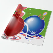 Papier Cadeau Ornements de Noël & Ruban - (Déroulé)
