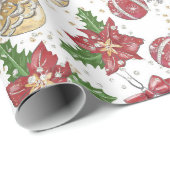 Papier Cadeau Ornements de Noël traditionnels (Coin rond)