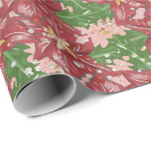 Papier Cadeau Ornements de Noël traditionnels (Coin rond)