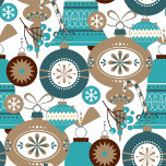 Papier Cadeau Ornements De Noël turquoises Et Tan Enveloppant Pa<br><div class="desc">Un motif de Noël lumineux et amusant en turquoise,  aqua,  bronzé et marron.</div>