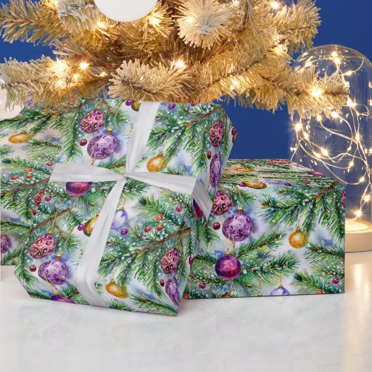 Papier Cadeau Ornements de sapin de Noël (Vacances)