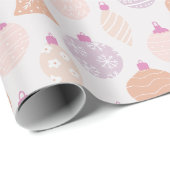 Papier Cadeau Ornements de vacances décorés Crème Noël (Coin rond)