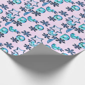 Papier Cadeau Ornements d'hiver bleus (Coin)