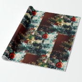 Papier Cadeau Ornements élégants d'arbres de Noël (Déroulé)