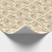 Papier Cadeau Ornements en verre soufflé sur Damas de pêche pâle (Coin)