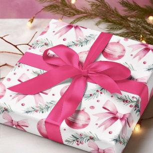 Papier Cadeau Ornements et vaches roses Noël et hiver Anniversai