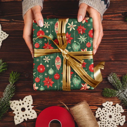 Papier Cadeau Ornements festifs Motif sans couture