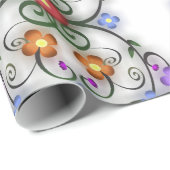 Papier Cadeau Ornements floraux colorés (Coin rond)