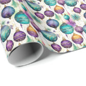 Papier Cadeau Ornements Jaunes, Verts, Violets Élégants (Coin rond)