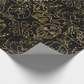 Papier Cadeau Ornements mariages motif en Gold Black BG (Coin)