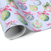 Papier Cadeau Ornements Préppy Christmas Baubles (Coin rond)