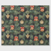 Papier Cadeau Ornements Red Green Western Christmas Tree (Plat)