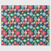 Papier Cadeau Ornements rétro de Noël bleu (Plat)