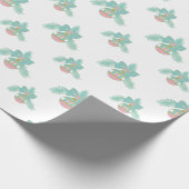 Papier Cadeau Ornements Retro rose et Aqua Papier à envelopper (Coin)