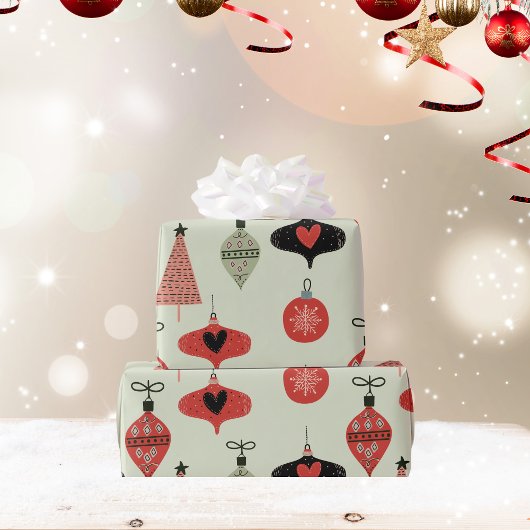 Papier Cadeau Ornements Rétro Vacances papier d'enveloppement ve