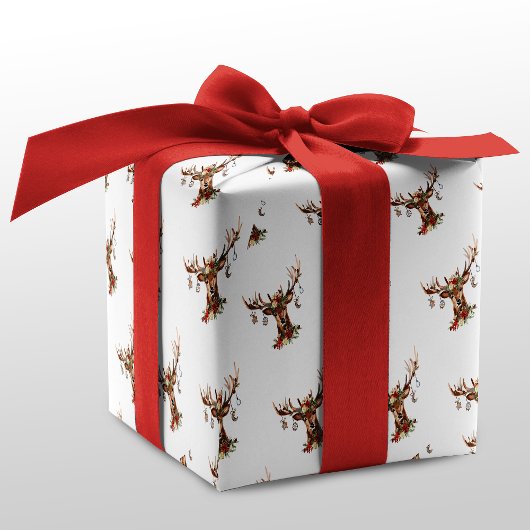 Papier Cadeau Ornements rustiques Antler Reindeer de Noël