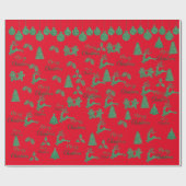 Papier Cadeau Ornements verts - joyeux noël (Plat)