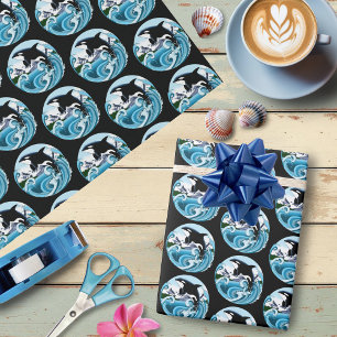 Papier Cadeau Orque Majestueux Baleine Tueuse Vagues BleuesOcéan
