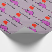 Papier Cadeau Oryctérope pourpre drôle avec le ballon orange (Coin)