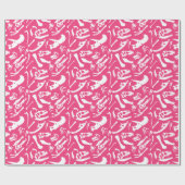 Papier Cadeau Os de dinosaure (rose) (Plat)