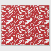 Papier Cadeau Os de dinosaure (rouges) (Plat)