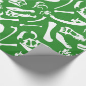 Papier Cadeau Os de dinosaure (vert) (Coin)