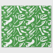 Papier Cadeau Os de dinosaure (vert) (Plat)