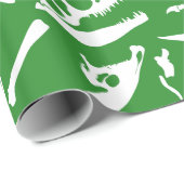 Papier Cadeau Os de dinosaure (vert) (Coin rond)