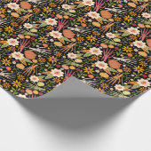 Papier Cadeau Os d'Halloween, motif floral sans couture. (Coin)