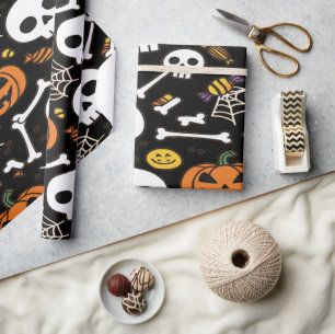Papier Cadeau Os éffrayants Et Esquisses Pour Halloween
