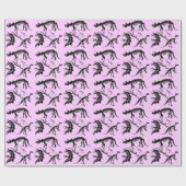 Papier Cadeau Os roses de squelette de dinosaure ! anniversaire (Plat)