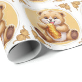 Papier Cadeau oso comiendo miel (Coin rond)