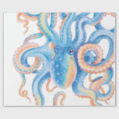 Papier Cadeau Otopus bleu aquarelle (Plat)