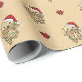 Papier Cadeau Otter Christmas Winter Animaux Vacances Otters (Coin rond)