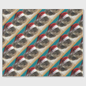 Papier Cadeau Otter endormi de Noël (Plat)