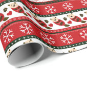 Papier Cadeau Otter Ugly Christmas Sweater Pattern (Coin rond)