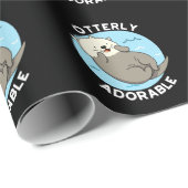 Papier Cadeau Otterly Adorable Funny Otter Pun (Coin rond)