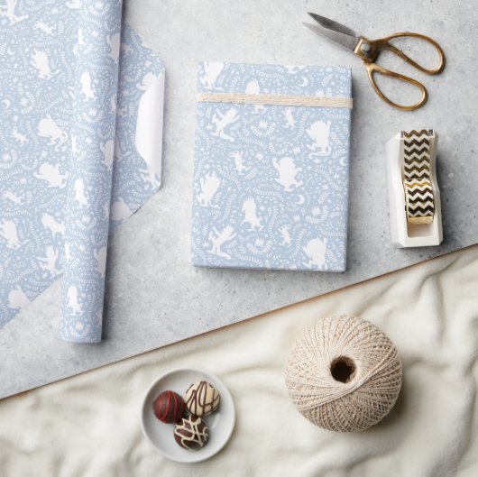 Papier Cadeau Où les choses sauvages le modèle floral bleu (Artisanat)