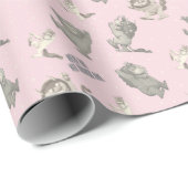 Papier Cadeau Où sont les monstres Pink Star Pattern (Coin rond)