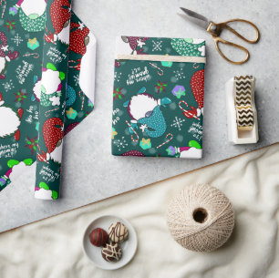 Papier Cadeau Où Sont Mes Gnomies ? Gnome de Noël en hiver