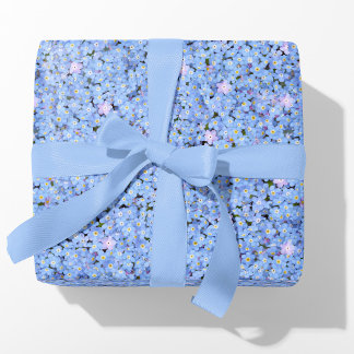 Papier Cadeau Oubliez-moi pas la photo florale bleue