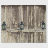 Papier Cadeau Ouest rustique Lanternes de grange en bois (Plat)