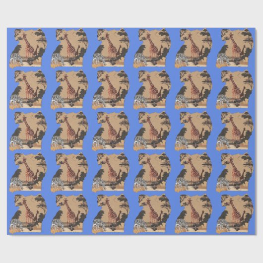 Papier Cadeau Ouganda - Carte de la faune - Imprimer (Plat)