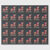 Papier Cadeau Oui, je suis les deux drapeaux américain et britan (Plat)