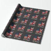 Papier Cadeau Oui, je suis les deux drapeaux américain et britan (Déroulé)