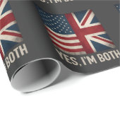 Papier Cadeau Oui, je suis les deux drapeaux américain et britan (Coin rond)